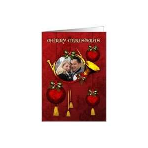  Merry Christmas Photo Greeting Card With Ornaments Card 