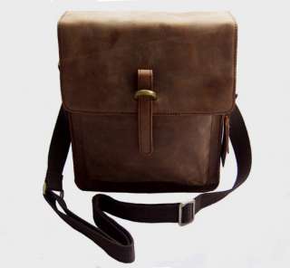 Men Full Grain Leather shoulder bag Messenger Briefcase  