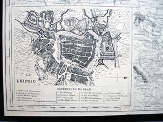 c1850 map BATTLE OF LEIPZIG * CAMPAIGNS OF 1812/1813  