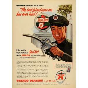  1955 Ad Texas Co. Texaco Petrox Gasoline Gas Attendant 