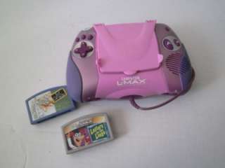   LEAPSTER L MAX Learning Game System Pink Handheld with 2 Cartridges