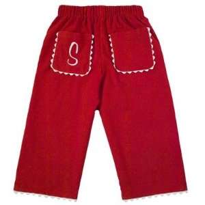 Bon Bon Corduroy Pant with Rick Rack Pocket in Red with White Trim 