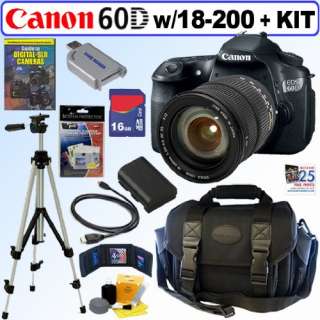 Canon EOS 60D Digital SLR Camera w/ Sigma 18 200mm OS Zoom Lens 16GB 