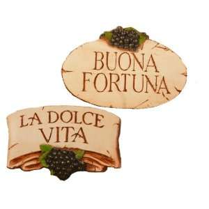  Italian plaques, La Dolce Vita and Buona Fortuna set
