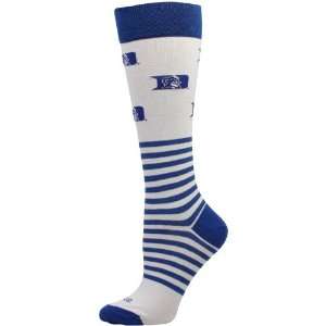 NCAA Duke Blue Devils Womens Striped Logo Knee Socks   White:  