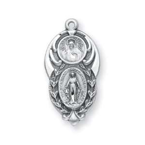  Miraculous Scapular Medal w/18   Boxed St Sterling Silver 