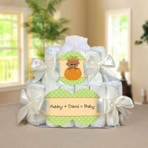   American   2 Tier Personalized Square   Baby Shower Diaper Cake: Baby