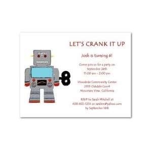  Birthday Party Invitations   Robot Crank By Studio Basics 