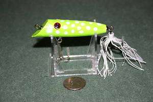 REALLY NICE WOODEN SHALLOW DIVER SPOTTED LURE W/SKIRT  