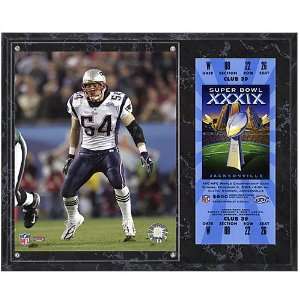   Patriots Super Bowl XXXIX Tedy Bruschi Plaque with Replica Ticket