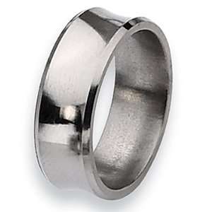  Chisel Concave Beveled Edge Polished Titanium Ring (8.0 mm 