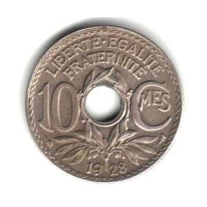  1928 France 10 Centimes Coin KM#866a 