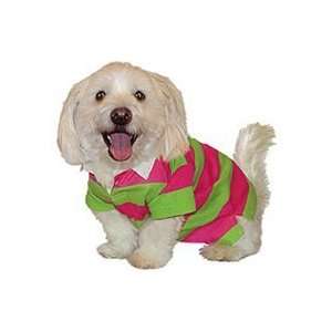  Spring Striped Rugby Dog Shirt (Hot Pink and Lime, XLarge 