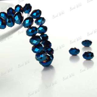 72 Special Effects Blue Rondelle Faceted Crystal Glass Bead 8×6mm 
