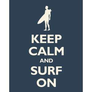  Keep Calm and Surf On, premium print (navy)