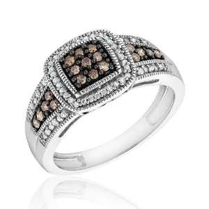  Diamond and Champagne Diamond Ring 1/3ctw   Size 7 