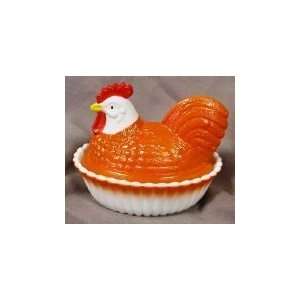  5 Pumpkin Spice Color Hand Painted Rooster on Ribbed Base 