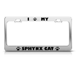 Sphynx Cat Chrome Animal Metal license plate frame Tag Holder