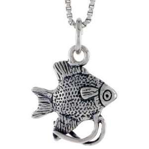  Sterling Silver Angelfish Pendant, 9/16 in. (15mm) tall 