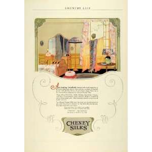 1922 Ad Cheney Silk Brothers Lampshade Curtains Bedroom Printed Silks 