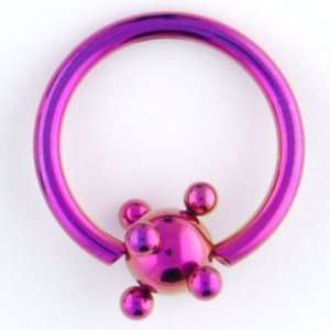 PVD Stainless Steel Captive Bead Ring 14g 1/2 Purple, PVD Spaceball 