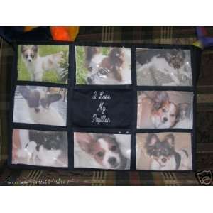  I Love My Papillon Personalized Photo Tote Bag Navy Blue 