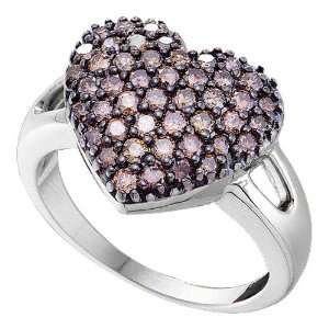  Chocolate Diamond 14k Heart Ring 1.0 carat Love Promise 