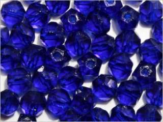 50 ANTIQUE ENGLISH CUT COBALT BLUE GLASS BEADS 5 mm  