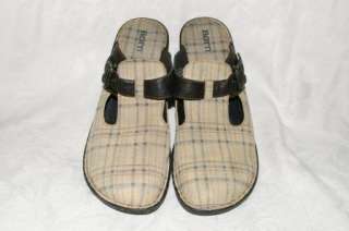 BORN Beige & Black Plaid Leather Clogs Womens Shoes 11  