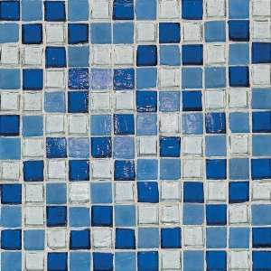  Solare Recycled Glass 1 x 1 Tropical Blend   1 sheet is 
