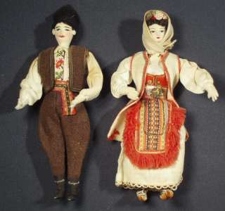 YUGOSLAVIA Doll Couple Serbian folk costume ~ handmade cloth 