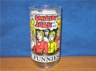 THE SUNDAY FUNNIES GLASS   SMILIN JACK BY ZACK MOSLEY  