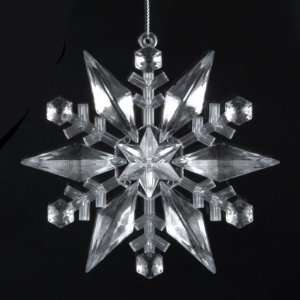   12 Clear Geometric Jewel Snowflake Christmas Ornaments