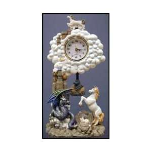  Dragon and Unicorn Snowdome Pendulum Clock