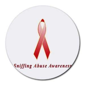  Sniffing Abuse Awareness Ribbon Round Mouse Pad: Office 