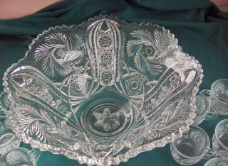 Antique EAPG McKee Glass Punch Bowl Set Wiltec  