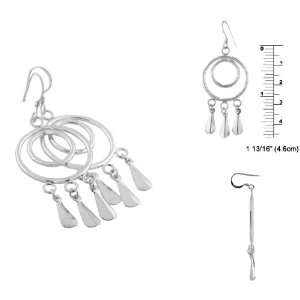  Sterling Silver Double Circle Dangle Earrings: Jewelry