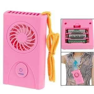   Operated Rectangle Pink Cooling Fan W Neck Strap