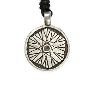   Navigator Crop Circle Pewter Pendant with Slip Knot Necklace Jewelry