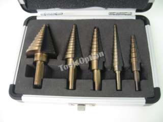 50 size 5 pc HSS Cobalt Step Drill Bits (SAE) w/ Case  