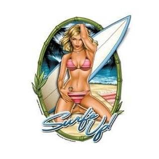 Michael Landefeld   Surfs Up Pin up Girl   Jumbo Sticker / Decal by 