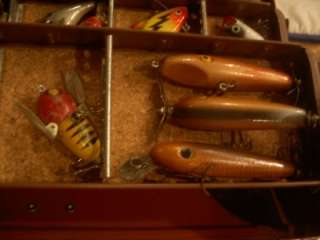 SIMONSEN Old Tackle Box vintage Fishing Lures reel baits hooks full 