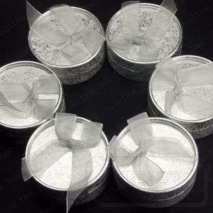 large round jewellery jewelry gift boxes case silvery  