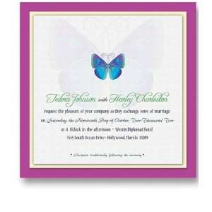  200 Square Wedding Invitations   Butterfly Blue Office 