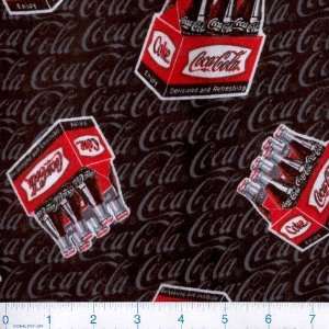  45 Wide Flannel Coca Cola Six Packs Fabric By The Yard 
