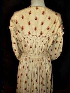 Civil War Original Antique Miss Teenage Woman Calico Print Dress 