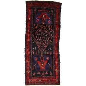   Blue Persian Hand Knotted Wool Sirjan Runner Rug: Furniture & Decor
