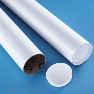  3 x 42 White Tubes with End Caps: Office Products