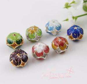Lot 50pc Flower Cloisonne Enamel oblate beads12*10MM1  