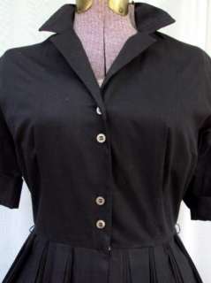 Vtg 50s Day Dress M Lucy Shirtwaist Rockabilly Full Pleat Skirt Mad 
